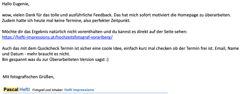 Website Feedback Pascal Hefti